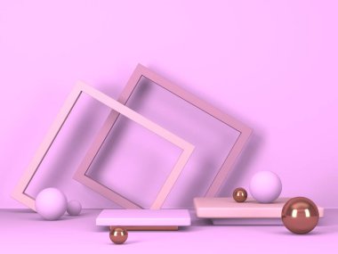 Kozmetik ürün sunumu için boş bir vitrin. En az olay yeri. Reklamcılık arka plan oluşturur. 3d hazırlayıcı