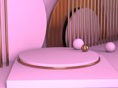 Kozmetik ürün sunumu için boş bir vitrin. En az olay yeri. Reklamcılık arka plan oluşturur. 3d hazırlayıcı