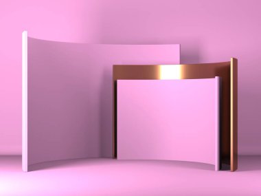 Kozmetik ürün sunumu için boş bir vitrin. En az olay yeri. Reklamcılık arka plan oluşturur. 3d hazırlayıcı