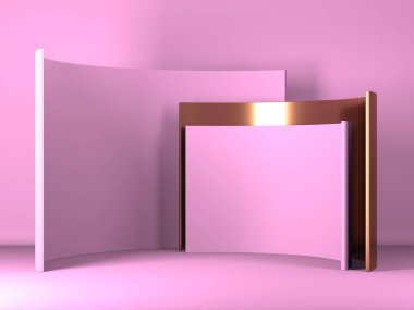 Kozmetik ürün sunumu için boş bir vitrin. En az olay yeri. Reklamcılık arka plan oluşturur. 3d hazırlayıcı