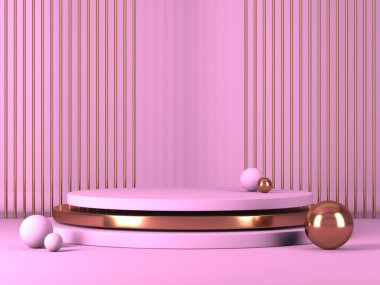 Soyut geometrik arkaplan. Pembe renk. Geometri şekilli podyum ürün sunumu için maket