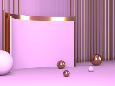 Kozmetik ürün sunumu için boş bir vitrin. En az olay yeri. Reklamcılık arka plan oluşturur. 3d hazırlayıcı