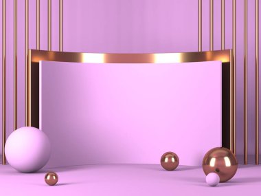 Kozmetik ürün sunumu için boş bir vitrin. En az olay yeri. Reklamcılık arka plan oluşturur. 3d hazırlayıcı