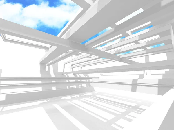 空の白い建築物と空の景色 3Dレンダリング — ストック写真