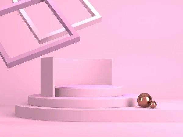 Abstrakt Geometrisk Bakgrund Rosa Färg Geometri Form Podium Mock Upp — Stockfoto