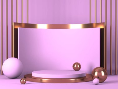 Kozmetik ürün sunumu için boş bir vitrin. En az olay yeri. Reklamcılık arka plan oluşturur. 3d hazırlayıcı