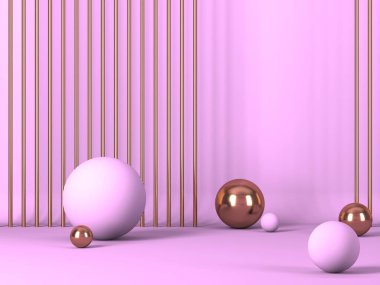 Geometrik formlarla soyut asgari sahne. Pembe krem arka plan. 3d hazırlayıcı