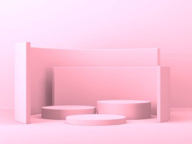 Kozmetik ürün sunumu için boş bir vitrin. En az olay yeri. Reklamcılık arka plan oluşturur. 3d hazırlayıcı