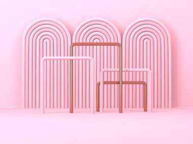 Kozmetik ürün sunumu için boş bir vitrin. En az olay yeri. Reklamcılık arka plan oluşturur. 3d hazırlayıcı