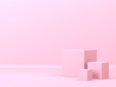 Kozmetik ürün sunumu için boş bir vitrin. En az olay yeri. Reklamcılık arka plan oluşturur. 3d hazırlayıcı