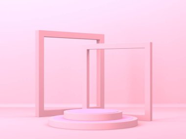 Kozmetik ürün sunumu için boş bir vitrin. En az olay yeri. Reklamcılık arka plan oluşturur. 3d hazırlayıcı