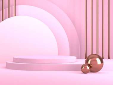 Soyut geometrik arkaplan. Pembe renk. Geometri şekilli podyum ürün sunumu için maket