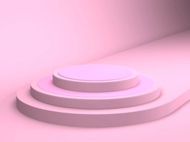 Geometrik formlarla soyut asgari sahne. Pembe krem arka plan. 3d hazırlayıcı