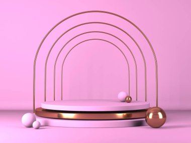 Kozmetik ürün sunumu için boş bir vitrin. En az olay yeri. Reklamcılık arka plan oluşturur. 3d hazırlayıcı