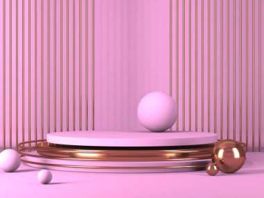 Kozmetik ürün sunumu için boş bir vitrin. En az olay yeri. Reklamcılık arka plan oluşturur. 3d hazırlayıcı