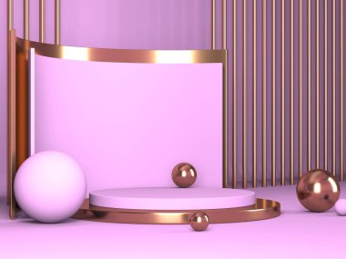 Kozmetik ürün sunumu için boş bir vitrin. En az olay yeri. Reklamcılık arka plan oluşturur. 3d hazırlayıcı