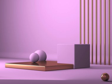 Kozmetik ürün sunumu için boş bir vitrin. En az olay yeri. Reklamcılık arka plan oluşturur. 3d hazırlayıcı