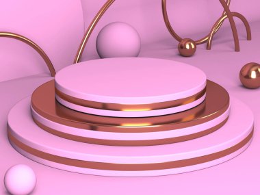 Kozmetik ürün sunumu için boş bir vitrin. En az olay yeri. Reklamcılık arka plan oluşturur. 3d hazırlayıcı