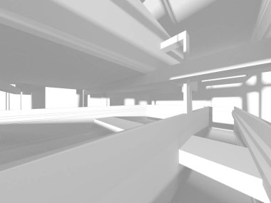 Beyaz Modern Arkaplan. Soyut Bina Konsepti. 3d Hazırlama