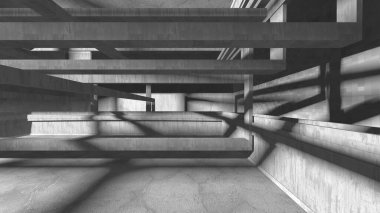 Soyut mimari arka plan. İçi boş beton döşeme. 3d hazırlayıcı