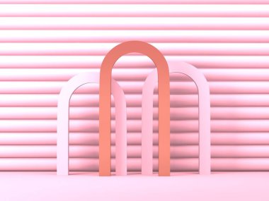 Soyut geometrik arkaplan. Pembe renk. Geometri şekilli podyum ürün sunumu için maket