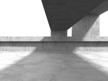 Dark Beton Duvar Mimarisi. Boş Oda. 3d Görüntüleme