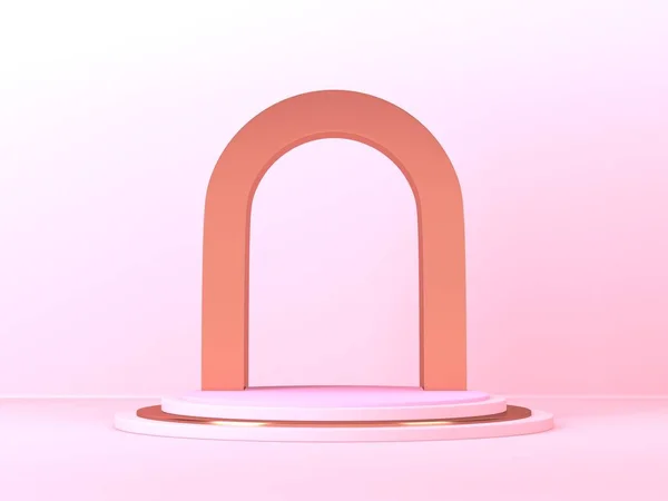 幾何学的形態を持つ抽象最小シーン ピンクのクリームの背景 3Dレンダリング — ストック写真
