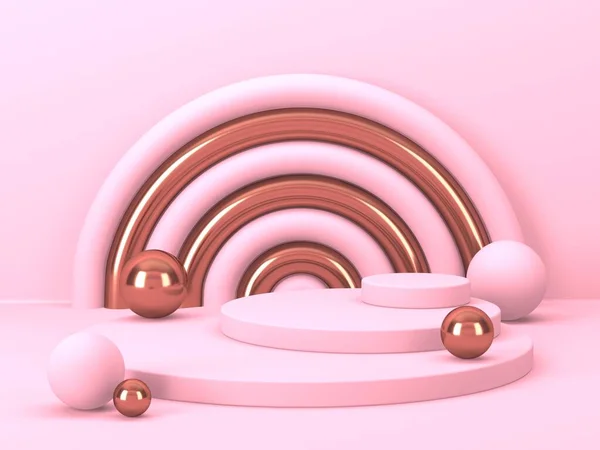 Absztrakt Geometriai Háttér Rózsaszín Szín Geometria Alakú Dobogó Termék Bemutatásához — Stock Fotó