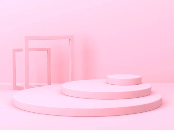 Абстрактний Геометричний Фон Рожевий Колір Геометрична Форма Подіум Макет Презентації — стокове фото
