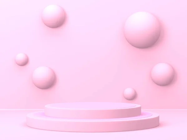 Escena Mínima Abstracta Con Formas Geométricas Fondo Crema Rosa Renderizar — Foto de Stock