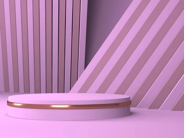 Scena Minimale Astratta Con Forme Geometriche Sfondo Crema Rosa Rendering — Foto Stock