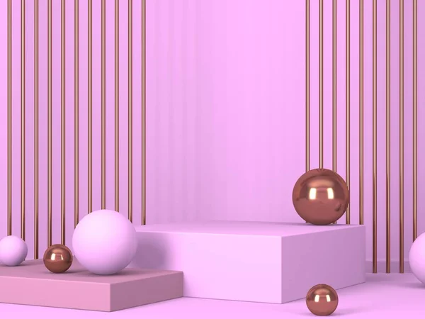 Escena Mínima Abstracta Con Formas Geométricas Fondo Crema Rosa Renderizar — Foto de Stock