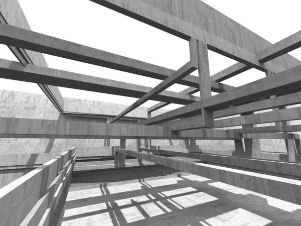 Soyut mimari arka plan. İçi boş beton döşeme. 3d hazırlayıcı