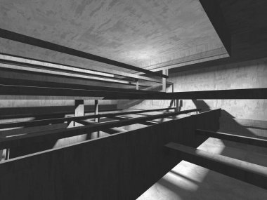 Soyut mimari arka plan. İçi boş beton döşeme. 3d hazırlayıcı