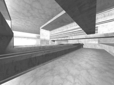 Dark Beton Duvar Mimarisi. Boş Oda. 3d Görüntüleme