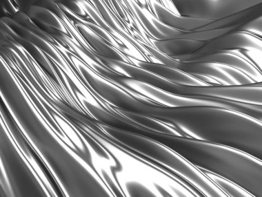 Metalik, soyut, dalgalı sıvı arka plan. 3d resimleme