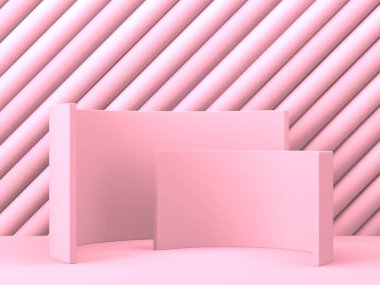 Geometrik formlarla soyut asgari sahne. Pembe krem arka plan. 3d hazırlayıcı