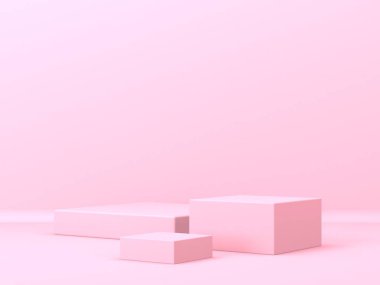 Kozmetik ürün sunumu için boş bir vitrin. En az olay yeri. Reklamcılık arka plan oluşturur. 3d hazırlayıcı