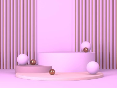 Kozmetik ürün sunumu için boş bir vitrin. En az olay yeri. Reklamcılık arka plan oluşturur. 3d hazırlayıcı