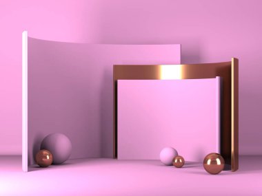 Kozmetik ürün sunumu için boş bir vitrin. En az olay yeri. Reklamcılık arka plan oluşturur. 3d hazırlayıcı