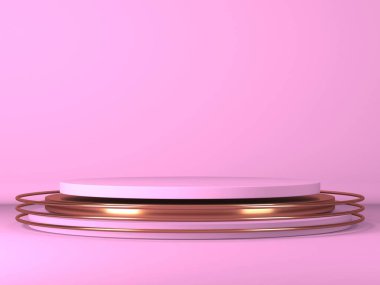 Soyut geometrik arkaplan. Pembe renk. Geometri şekilli podyum ürün sunumu için maket