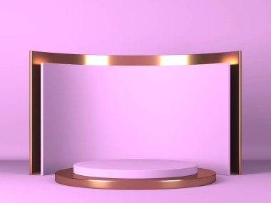Soyut geometrik arkaplan. Pembe renk. Geometri şekilli podyum ürün sunumu için maket