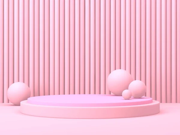 Escena Mínima Abstracta Con Formas Geométricas Fondo Crema Rosa Renderizar — Foto de Stock