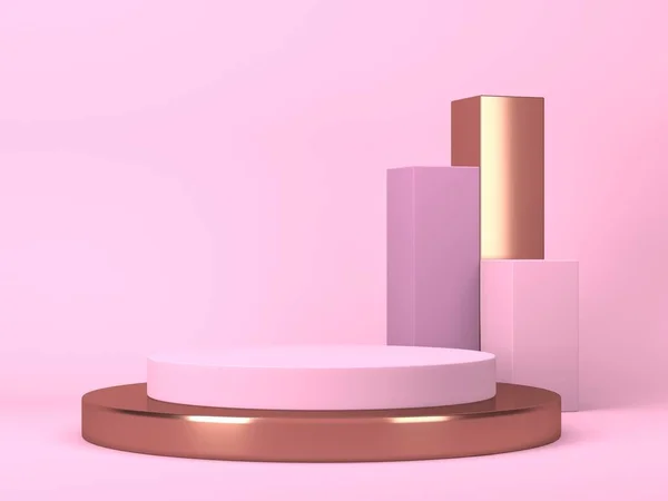 Абстрактна Мінімальна Сцена Геометричними Формами Рожевий Кремовий Фон Візуалізація — стокове фото