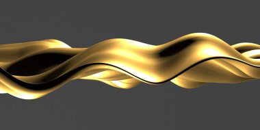 Altın soyut dalgalı sıvı arka plan. 3d resimleme