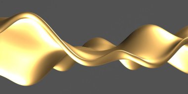 Altın soyut dalgalı sıvı arka plan. 3d resimleme
