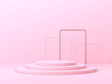 Kozmetik ürün sunumu için boş bir vitrin. En az olay yeri. Reklamcılık arka plan oluşturur. 3d hazırlayıcı