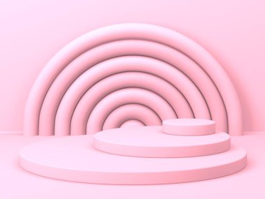 Soyut geometrik arkaplan. Pembe renk. Geometri şekilli podyum ürün sunumu için maket