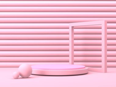 Kozmetik ürün sunumu için boş bir vitrin. En az olay yeri. Reklamcılık arka plan oluşturur. 3d hazırlayıcı