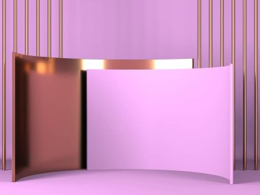 Geometrik formlarla soyut asgari sahne. Pembe krem arka plan. 3d hazırlayıcı